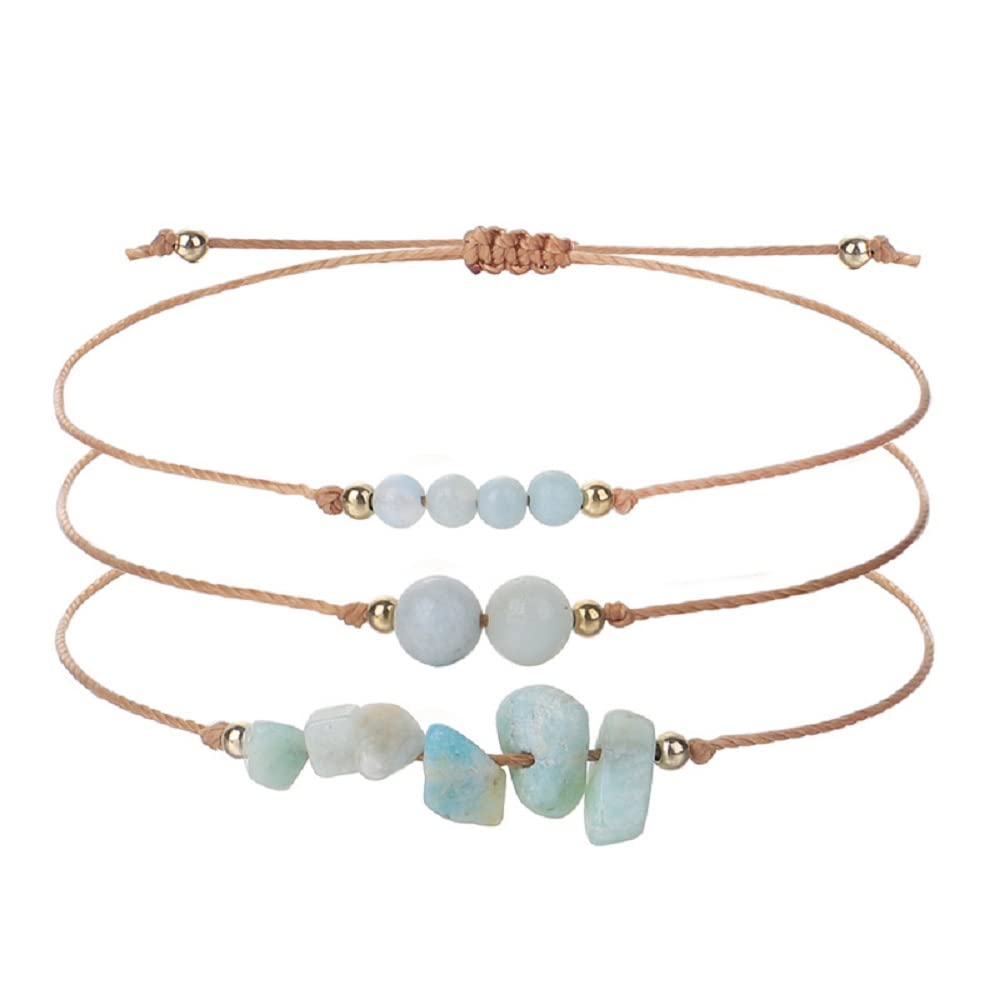3Pcs Natural Stone Bracelet for Women Men Healing Crystal Chip Bead Bracelets Spiritual Amethyst Rose Quartz Chakra Bracelets Set Anxiety Reiki Energy Power Healing Crystals Jewelry - Amazonit
