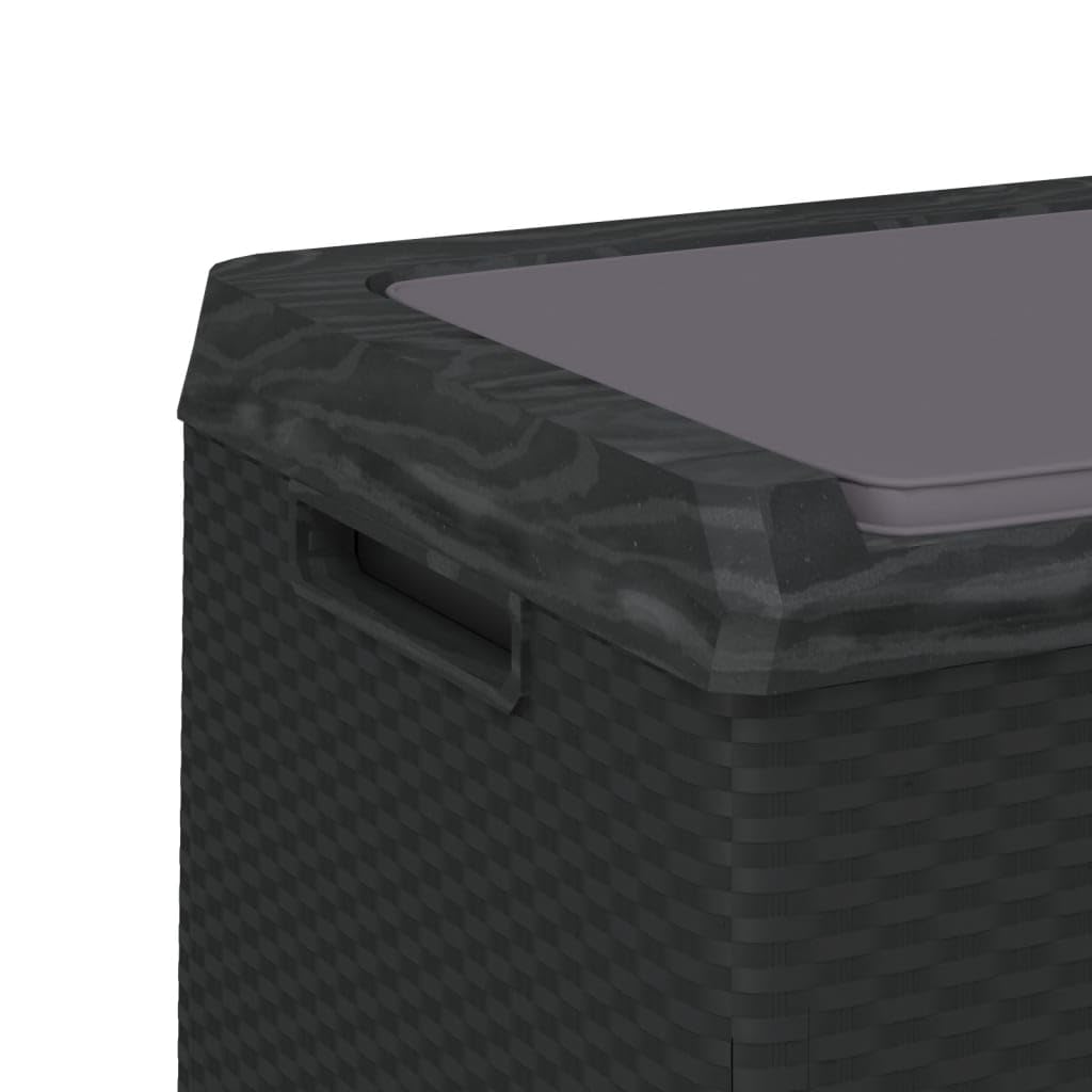 RCODSSK Rattan Look PP Storage Box with Seat Cushion, 92.5 gal Anthracite Patio Storage Chest for Cushions, Pillows, Blankets, and Toys, Gas-Lift Design, Lockable Outdoor for Garden