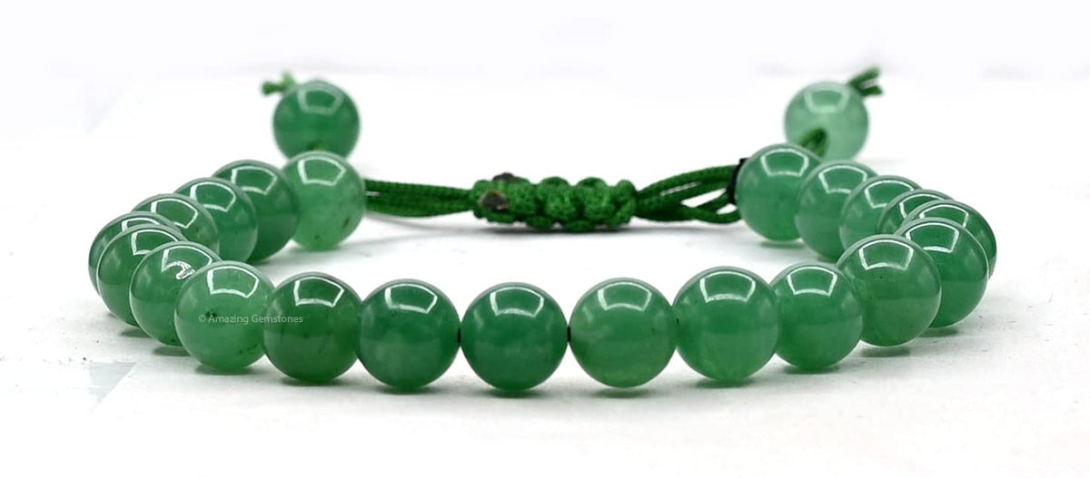 Amazing Gemstone Green Aventurine Bracelet, Gifts For Men & Women - Protection Healing Crystal Bracelet - 8mm Gemstone Beaded Adjustable Bracelet, Pulseras Para Hombres Mujer Stocking Stuffers