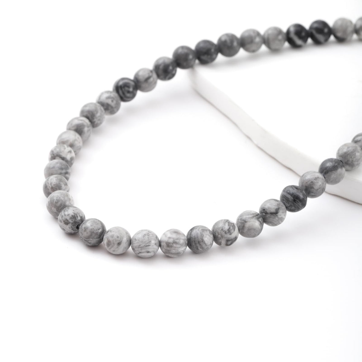6mm 60pcs DIY Natural Map Stone Beads Round Healing Crystal Gemstone Loose Beads for Jewelry Making Handmade Bracelet Necklace