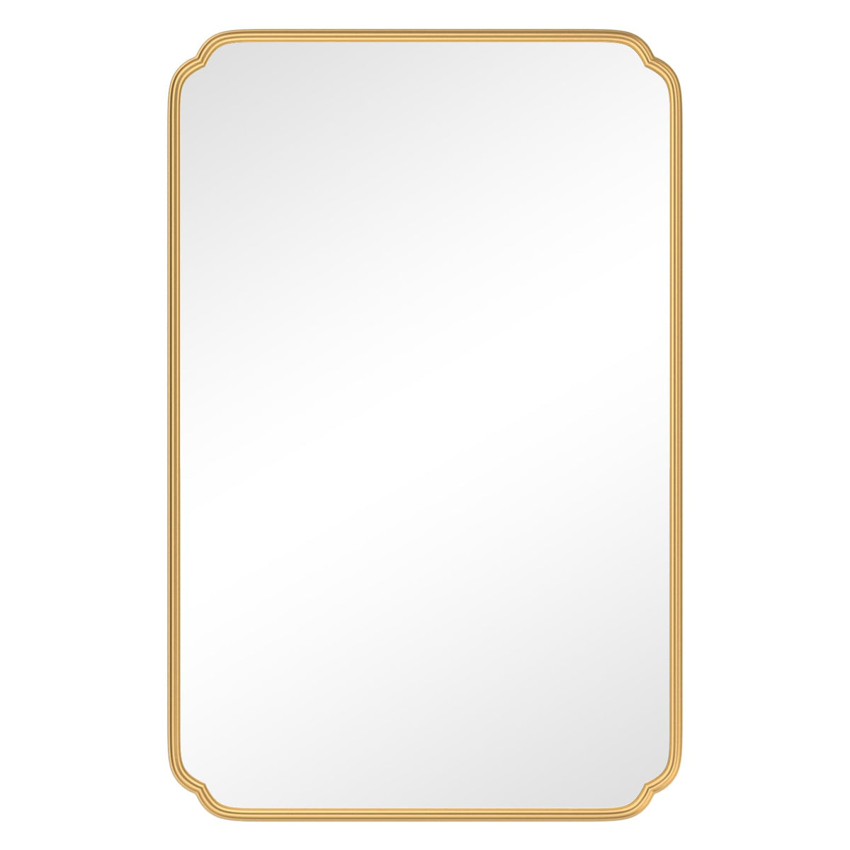 Ferytange 55X36 Inch Gold Metal Framed Bathroom Mirror for Wall, Large Rounded Rectangle Bathroom Vanity Mirror Farmhouse, Anti-Rust, Tempered Glass, Hangs Horizontally or Vertically
