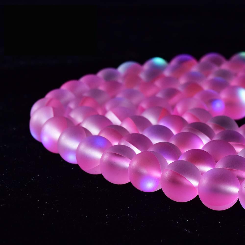 Asingeloo 38PCS 10mm Natural Pinkish Mystic Aura Quartz Gemstone Frosted Matte Titanium Round Loose Spacer Beads 15 inch Full Strand Crystal Healing Power Quartz