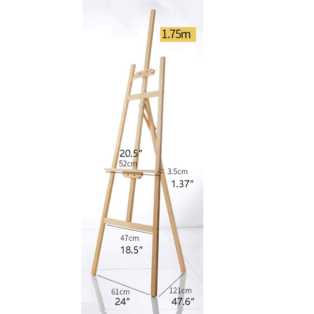 Display Easel Easel Wooden A-Frame Studio Easel Folding Pine Wood Children Artist Painting Adjustable Multifunctional Di (Black 1.75cm)