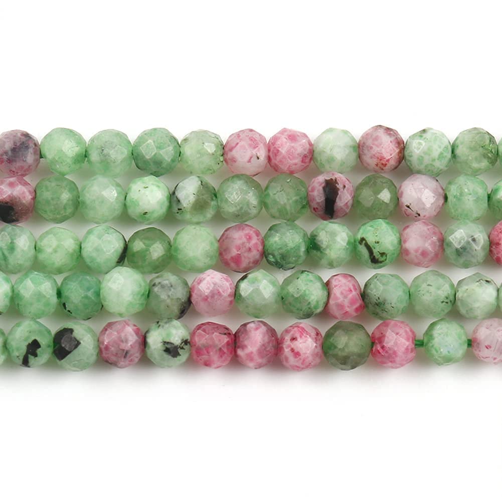 Song Xi 180pcs 2mm Natural Ruzy Zoite Gemstone Beads Faceted Round Loose Stone Beads for Jewelry Making