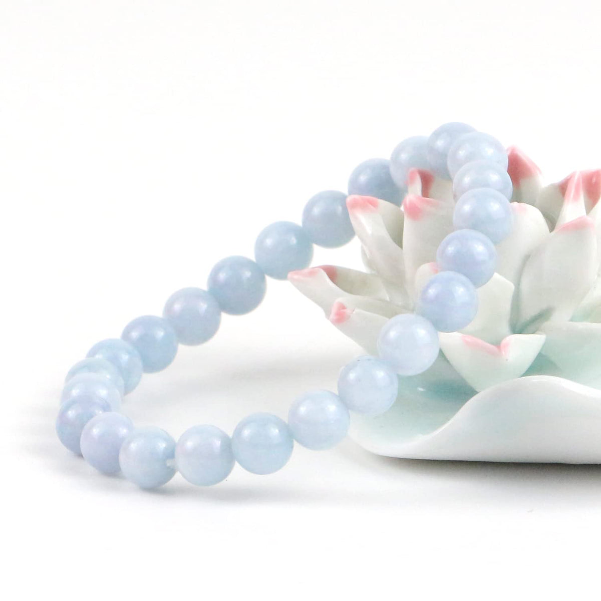 Clearain Natural Gemstones Bracelet 8mm Chakra Round Beads Energy Power Crystal Reiki Healing Elastic Stretch 7 Inch for Women Men Unisex(Aquamarine)