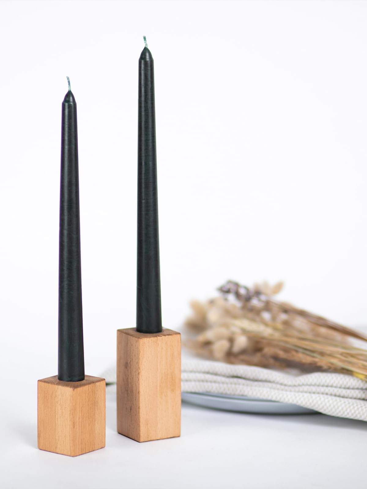 CANDWAX 10 inch Taper Candles Set of 12 - Unscented Black Tapered Candle Sticks - Perfect for Halloween Decoration