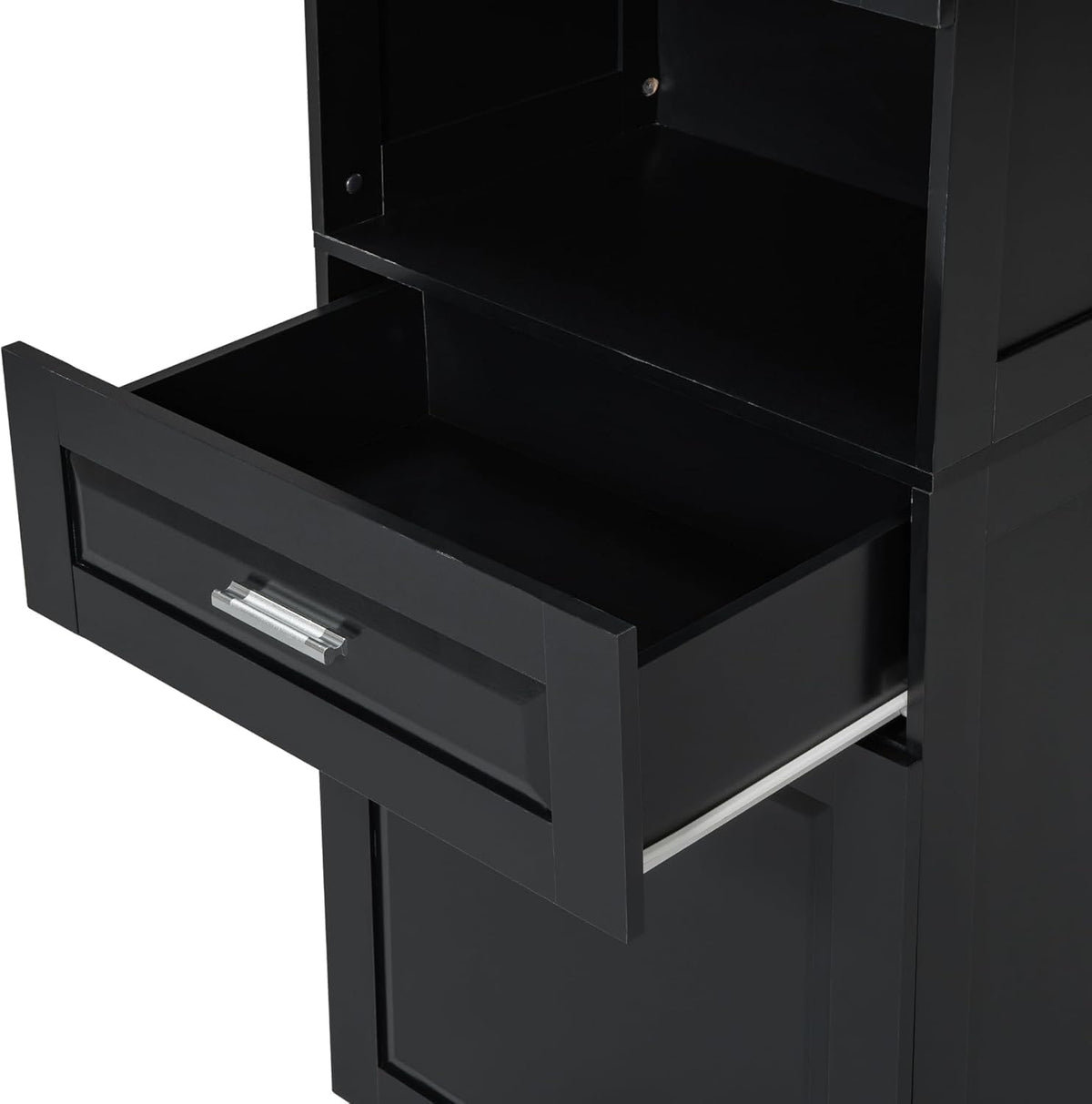 Virubi Laundry Cabinet with Tilt Out Laundry Hamper and Drawer, Wood Tall Bathroom Storage Cabinet with Doors and Adjustable Shelves, Freestanding (Black)