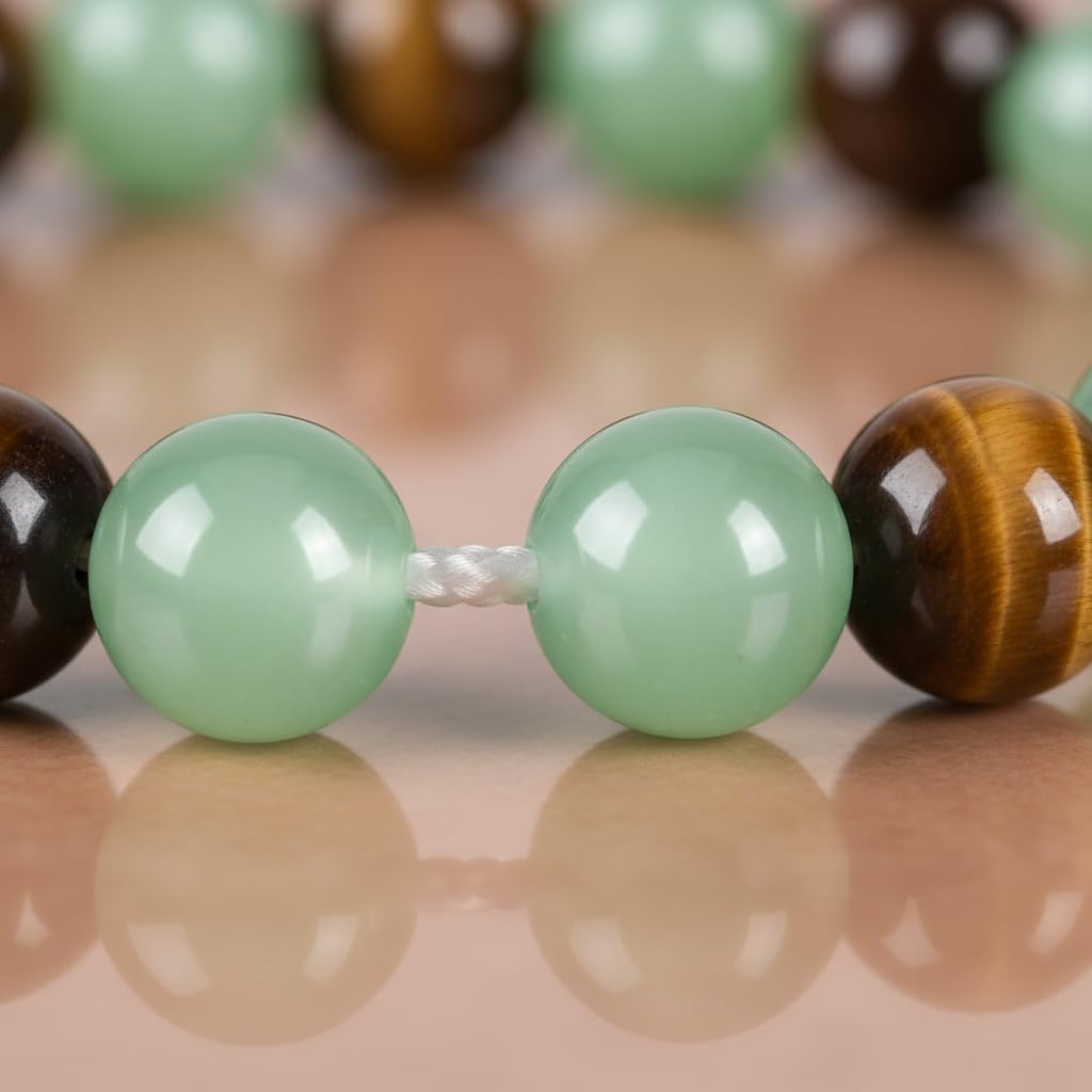 Money Bracelets for Women, Green Aventurine and Tiger Eye Crystal Bracelet, 8MM Beaded Jewelry for Wealth, Protection, and Good Luck, Healing Energy Bracelet, Calming Gift for Mom or Friend (1PCS)