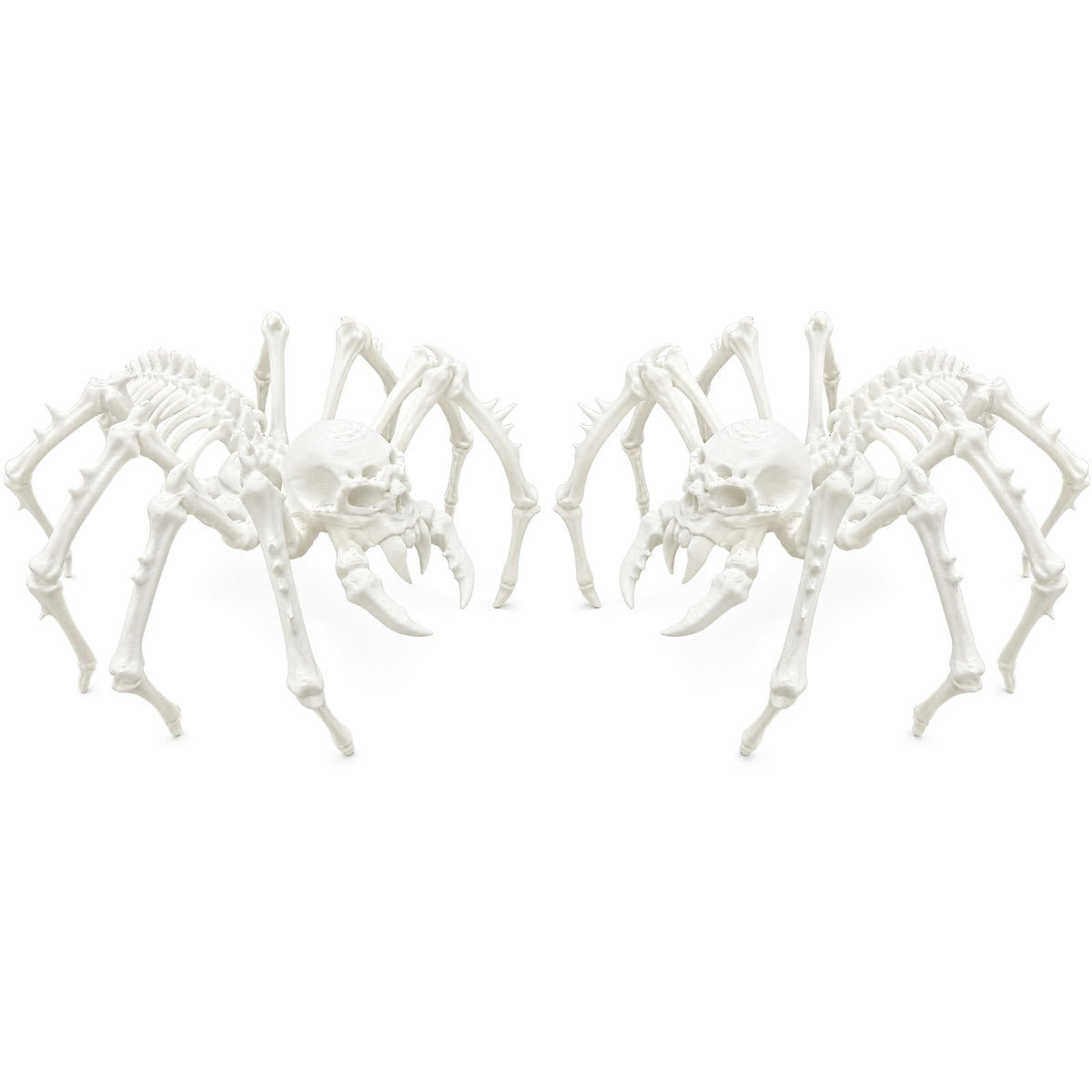 Kathfly 2 Pcs Spider Skeleton Decor, Animals Skeleton Ornaments Plastic Spider Skull Bones Figure Decor for Indoor and Outdoor Halloween Party Props Escape Rooms