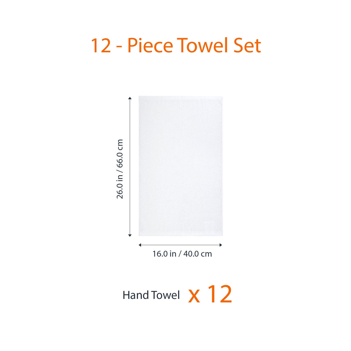 Amazon Basics Soft and Thick Cotton Hand Towels for Bath, Kitchen, Gym, 16 x 26 in, White, 12-Pack