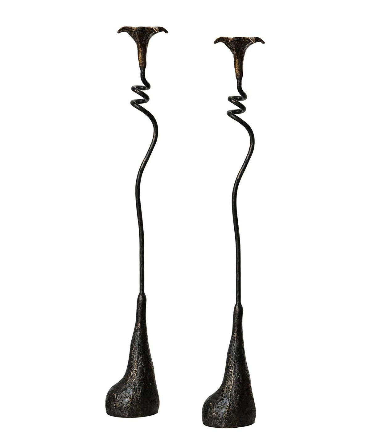 2Pcs Tall Iron Taper Candle Holder Tabletop Black Candlestick for Home Decor Candle Stand with Candle