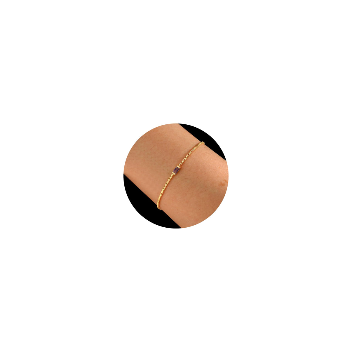 JSJOY Dainty Birthstone Bracelets for Women February Birthstone Bracelet Birthday Gifts Gold Amethyst Crystal Link Bracelet Jewelry Mothers Day Graduation Gifts for Her