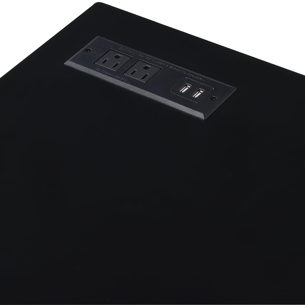24/7 Shop at Home Ruthetta Modern Metal Writing Desk with USB Port, Power Outlet for Workstation, Home Office, Study Room, Glossy Black and Brass