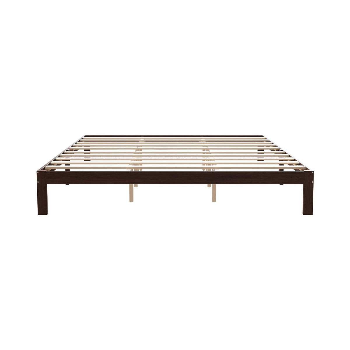 Novilla 12 Inch Wooden King Size Bed Frame, Classic Solid Wood Platform Bed Frame King Size, Sturdy Wood Slat Support, No Box Spring Needed, Easy Assembly, Walnut