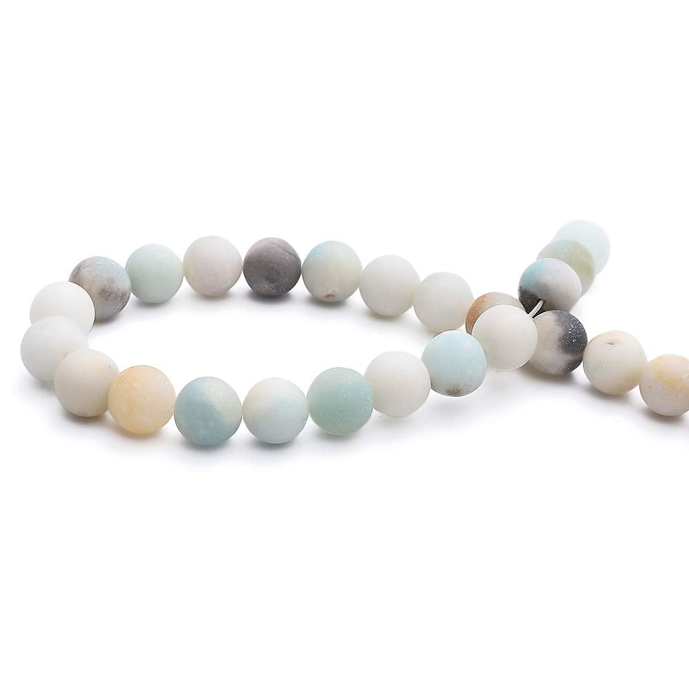 BEADIA Natural Matte Amazonite Jade Stone Round Loose Semi Gemstone Beads for Jewelry Making 4MM 89PCS