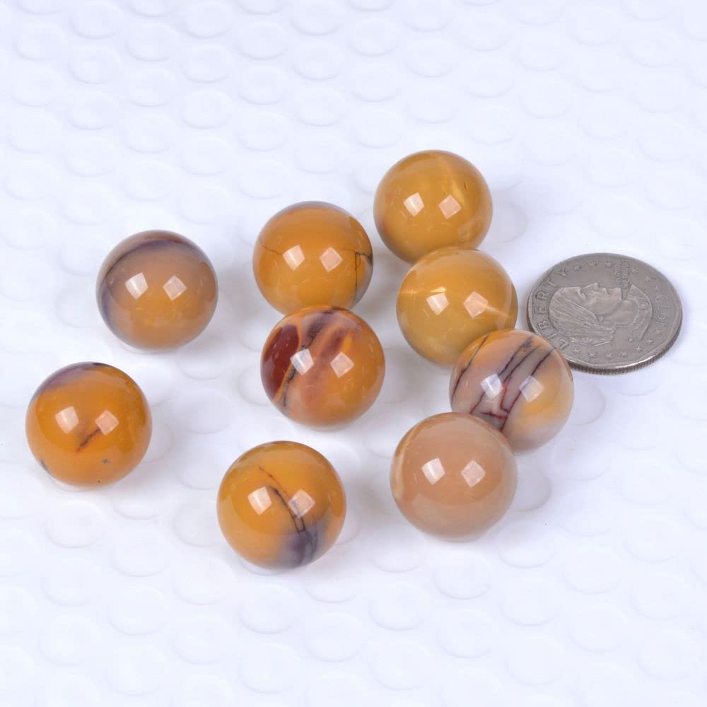 Justinstones Natural Yellow Mookaite Jasper Tumble 20mm Gemstone Healing Crystal Energy Ball Round Sphere Specimen Collection Pocket Palm Worry Stone(Pack of 5)