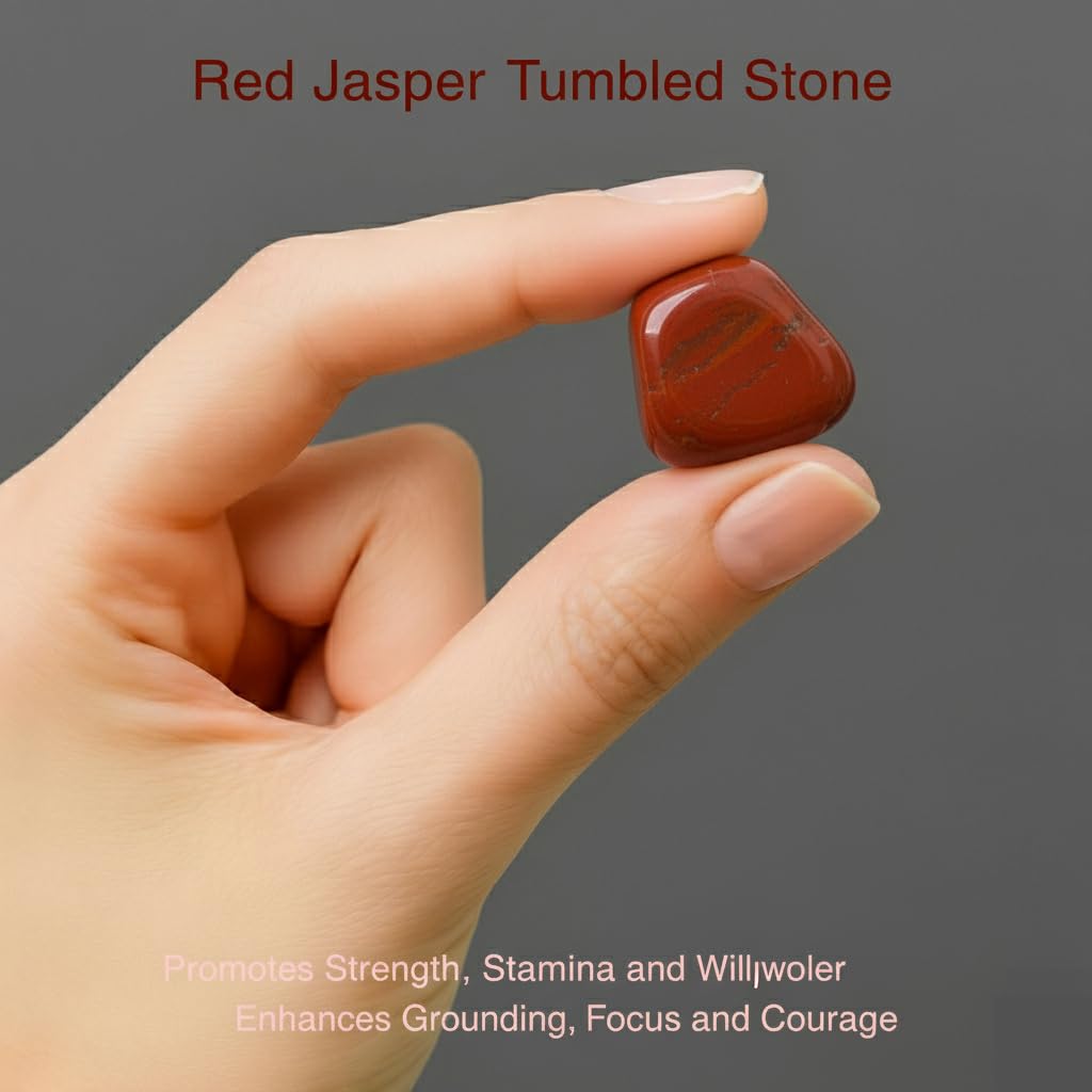 Red Jasper Tumbled Stone – Natural Crystal Gemstone for Strength, Grounding & Positive Energy – Pocket Stone for Meditation, Reiki, Chakra, Yoga & Spiritual Décor