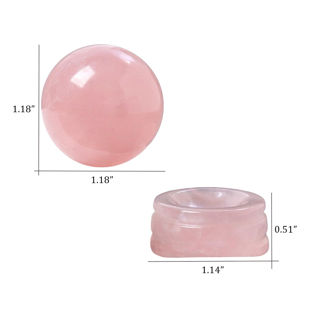 Casaper Natural Rose Quartz Ball with Stone Stand, Healing Crystal Sphere for Home Fengshui Yoga Meditation, Reiki Energy Balancing 1.18”(30mm)