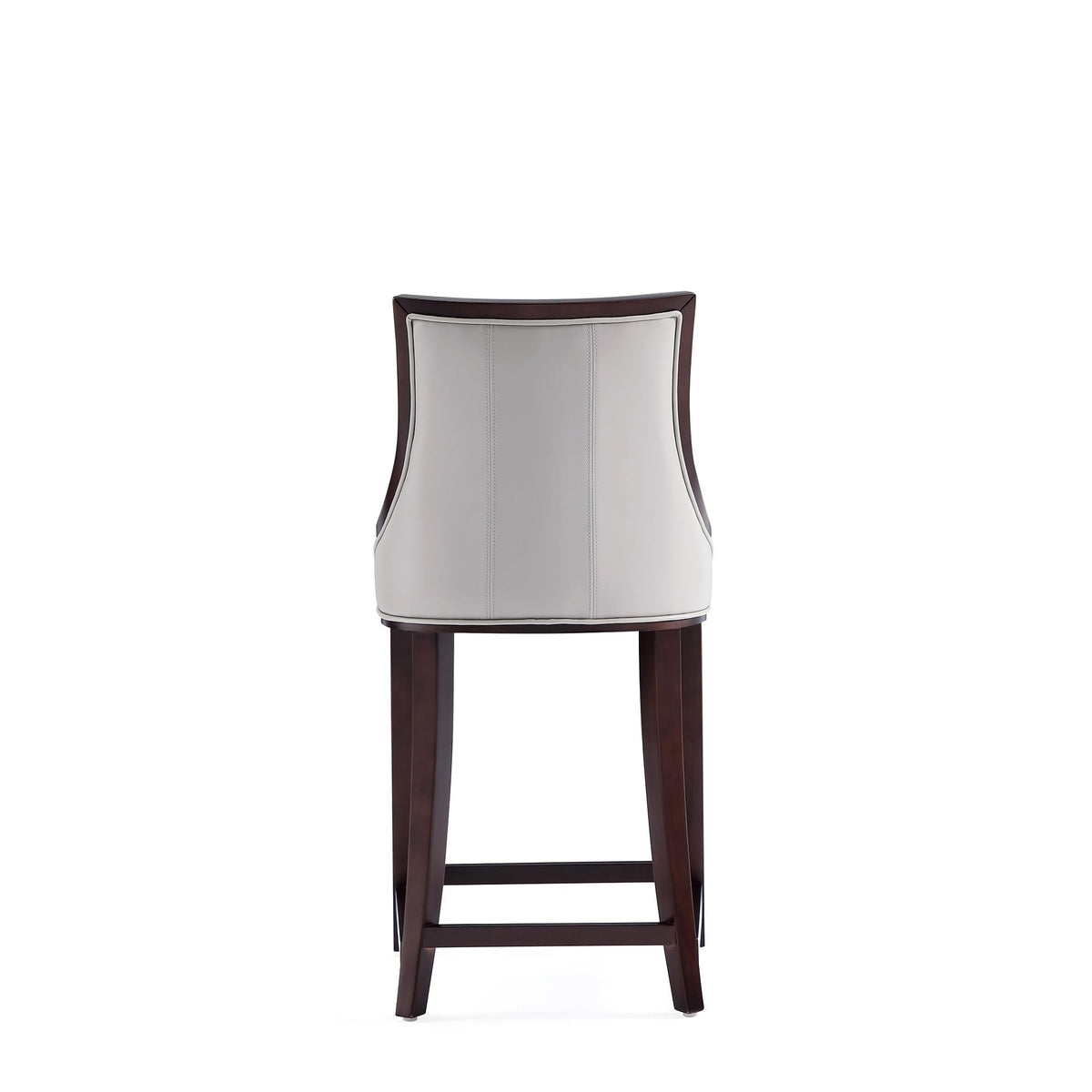 Manhattan Comfort Fifth Avenue Faux Leather Counter Stools with Rectangular Design Stitching, Foam Padding & Solid Beech Wood Frame, Fully Assembled Countertop Chairs, Set of 3, Light Grey