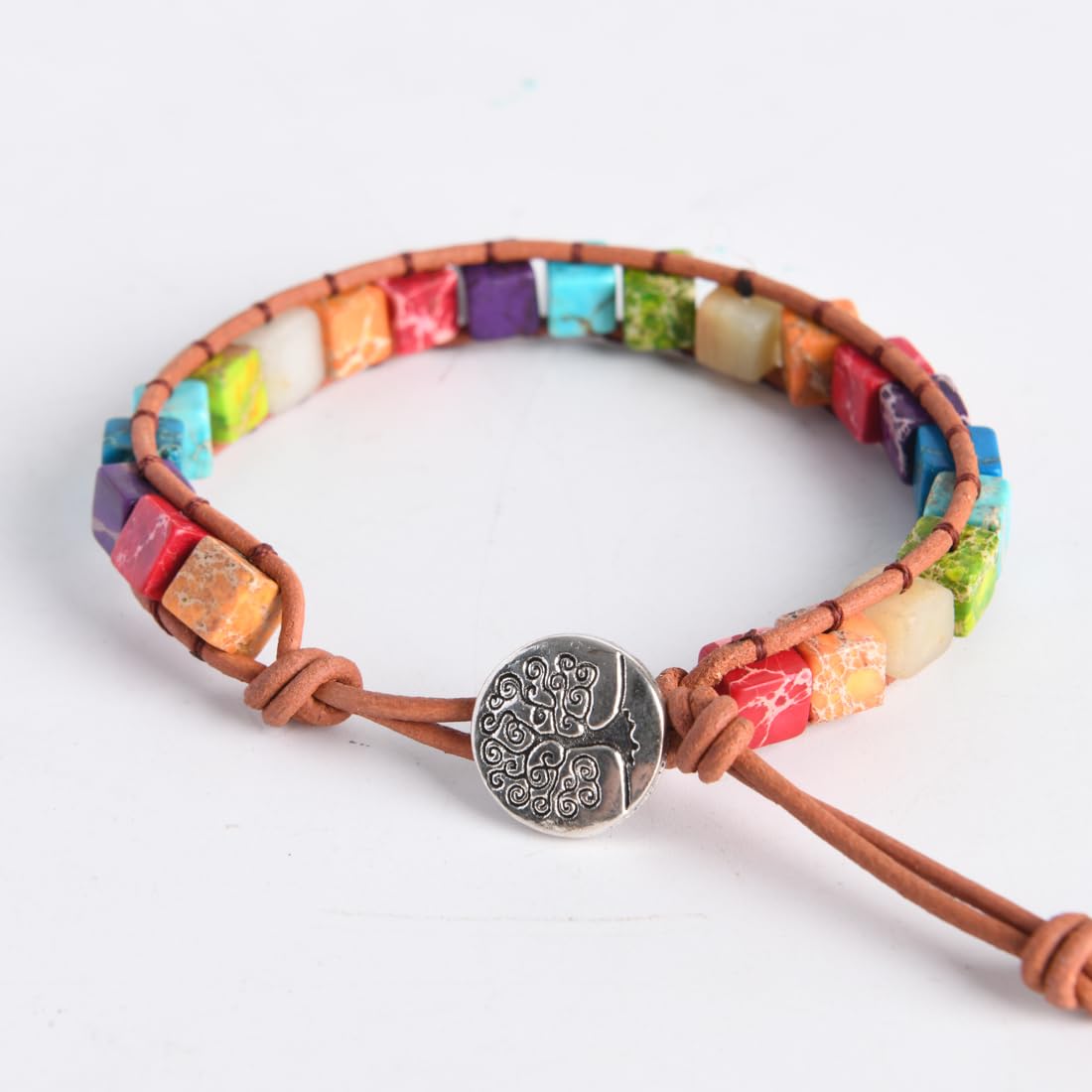 YGLINE Chakra Crystal Bracelets for Women Inspirational Spiritual Gifts Bracelets for Women Crystals and Healing Stones(Chakra Cube)