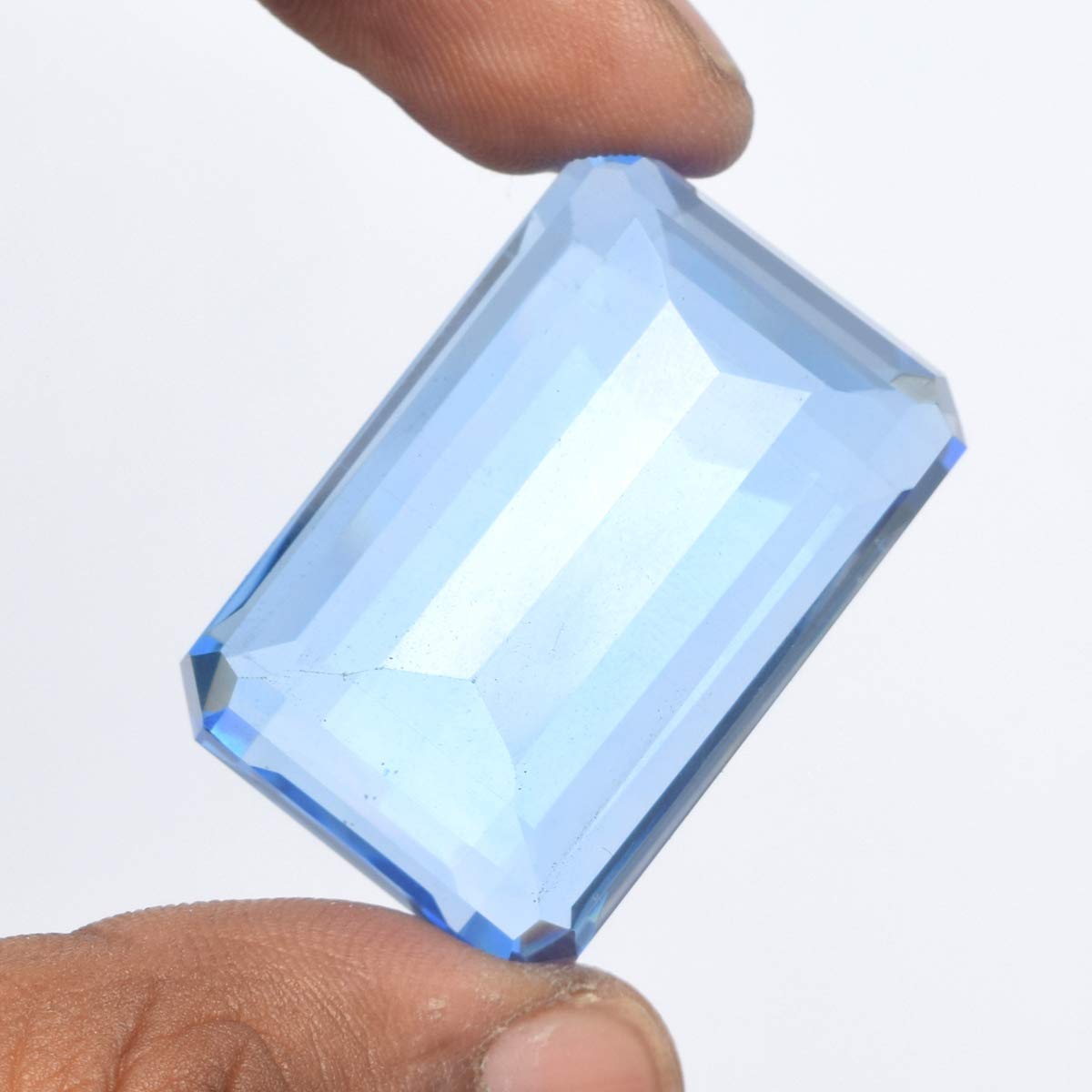 GEMHUB Gemstones For Jewelry Making 105.75 Carats Brazilian Blue Topaz Emerald Shape Loose Gemstone Crystals