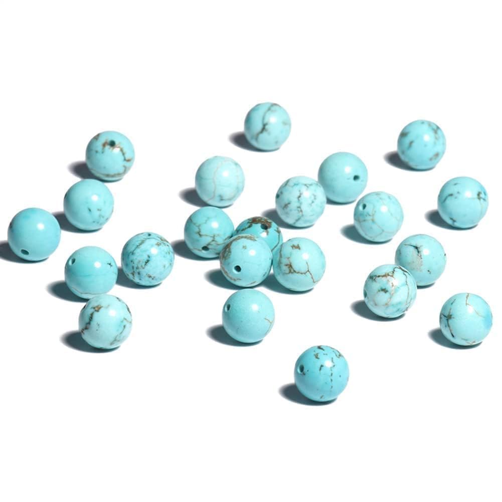 Yochus 60pcs Blue Turquoises Beads,6mm Healing Power Natural Stone Round Loose Beads for Jewelry Making Earring Necklace DIY Crafts
