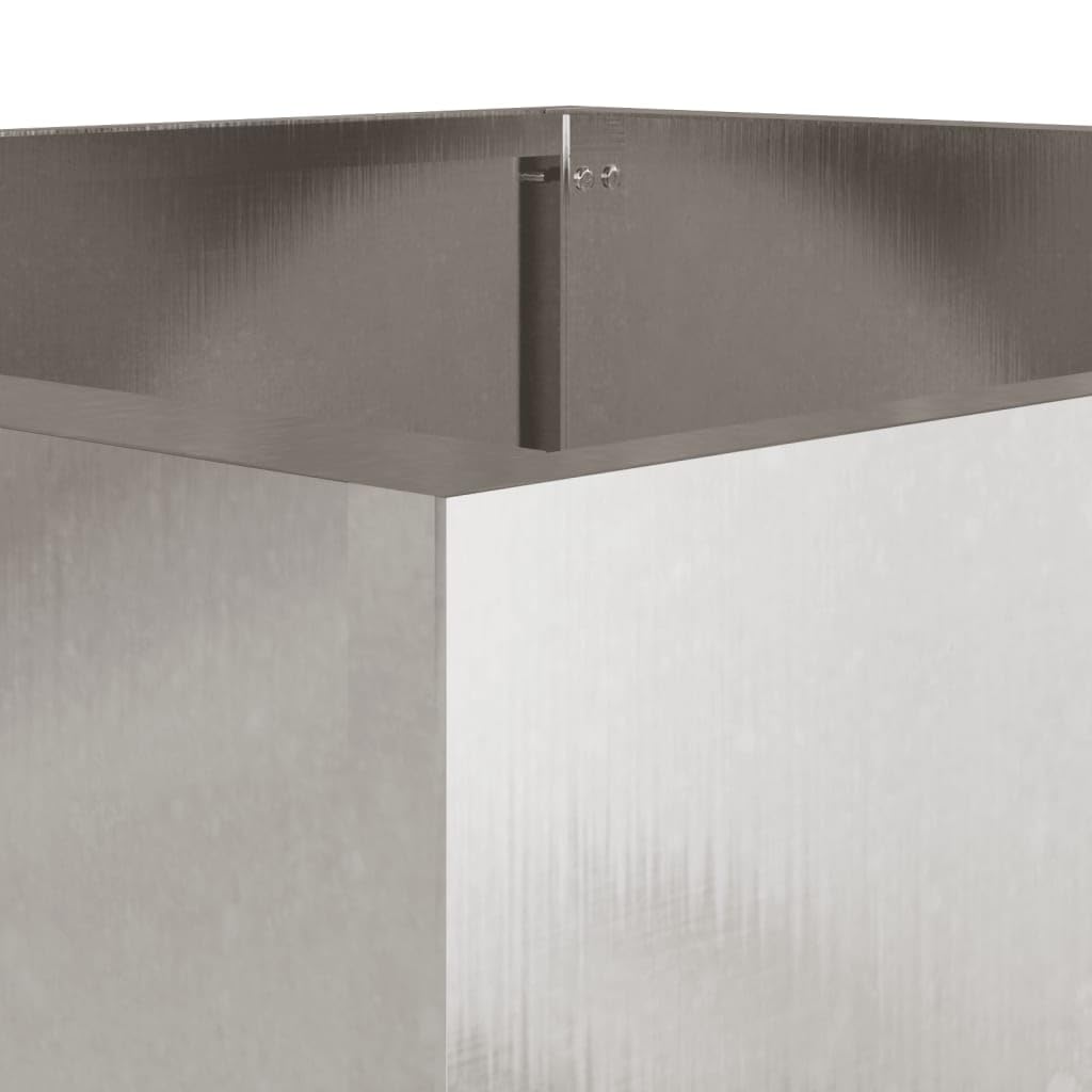 Foknhdi Set of 2 Large Silver Stainless Steel Rectangular Planters 18.5 x 19.3 x 18.1 in, Polished Planter Box for Patio Balcony Living Room Modern Indoor Outdoor Decor