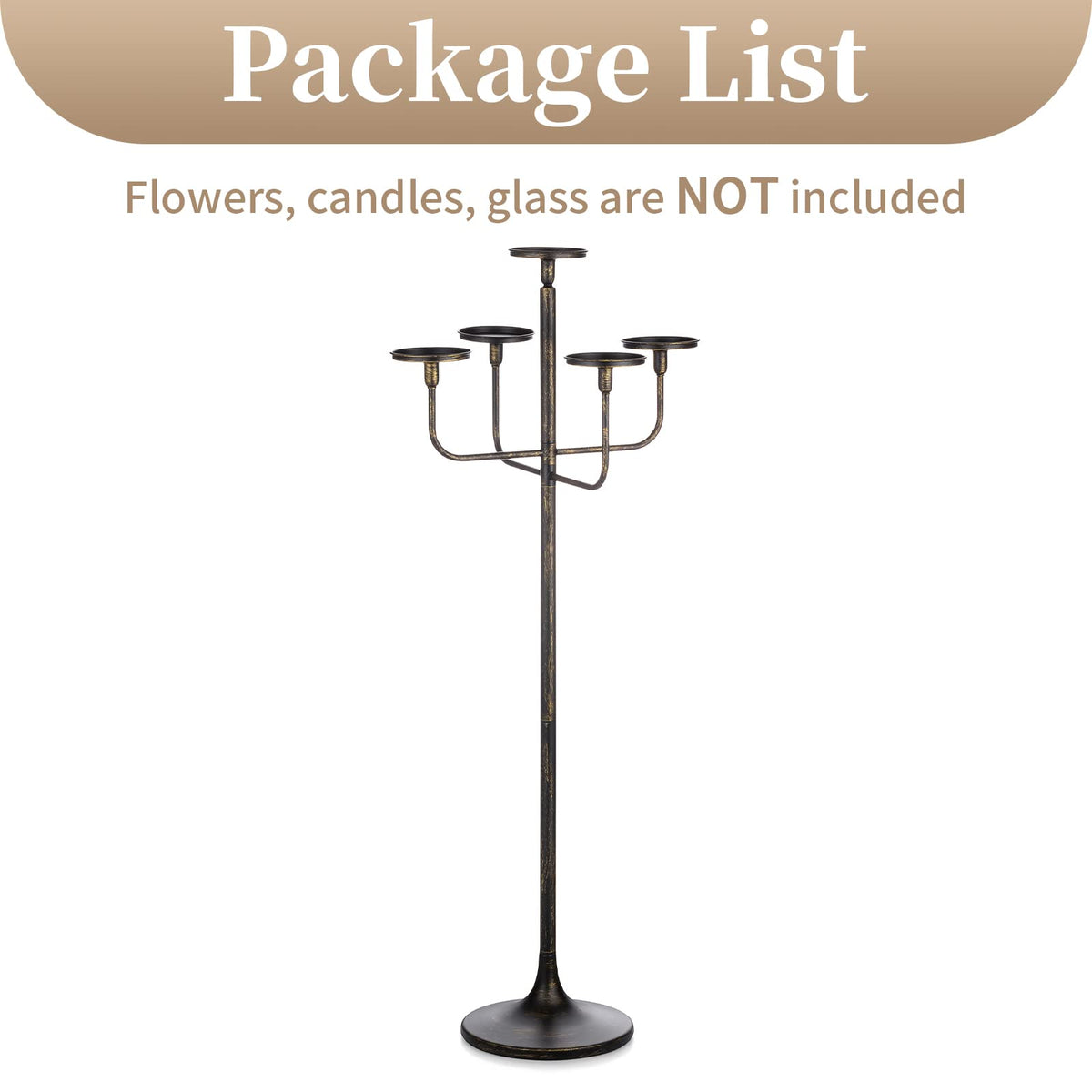 Sziqiqi Black Floor Candelabra Centerpiece 5-arm 48inch Tall Candle Holders for Candlesitcks Taper Pillar Candles Metal Floral Centerpieces Stand Halloween Wedding Party Event Decoration