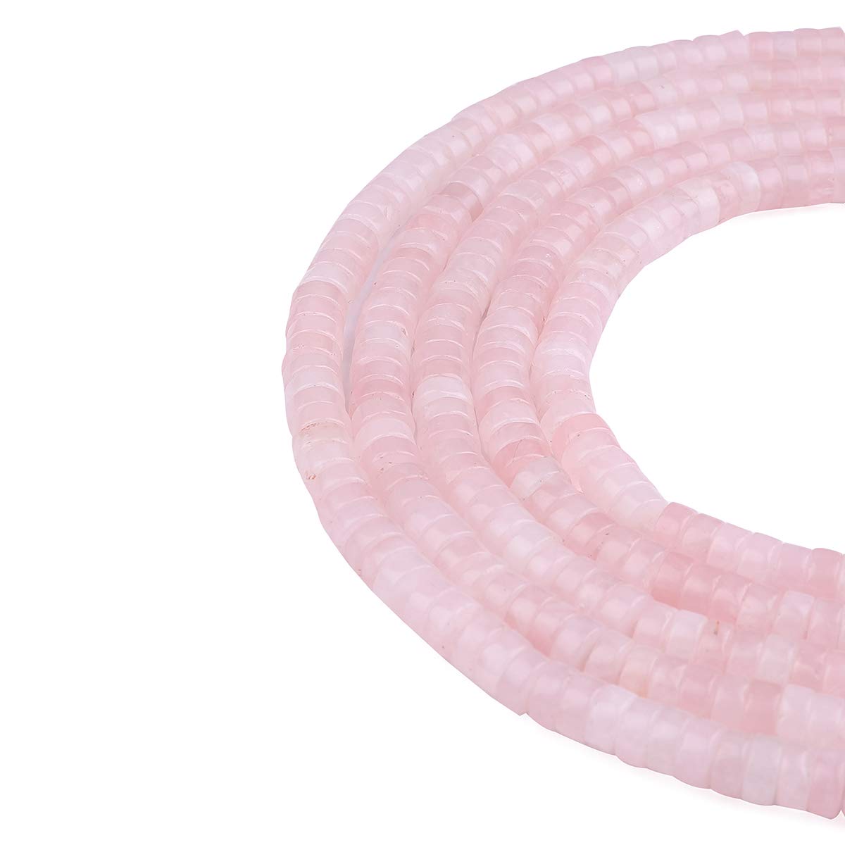 BEADIA Natural Rose Quarts Crystal Spacer Beads Caps Loose Semi Gemstone for Beading Jewelry Making 6mmx3mm 38cm