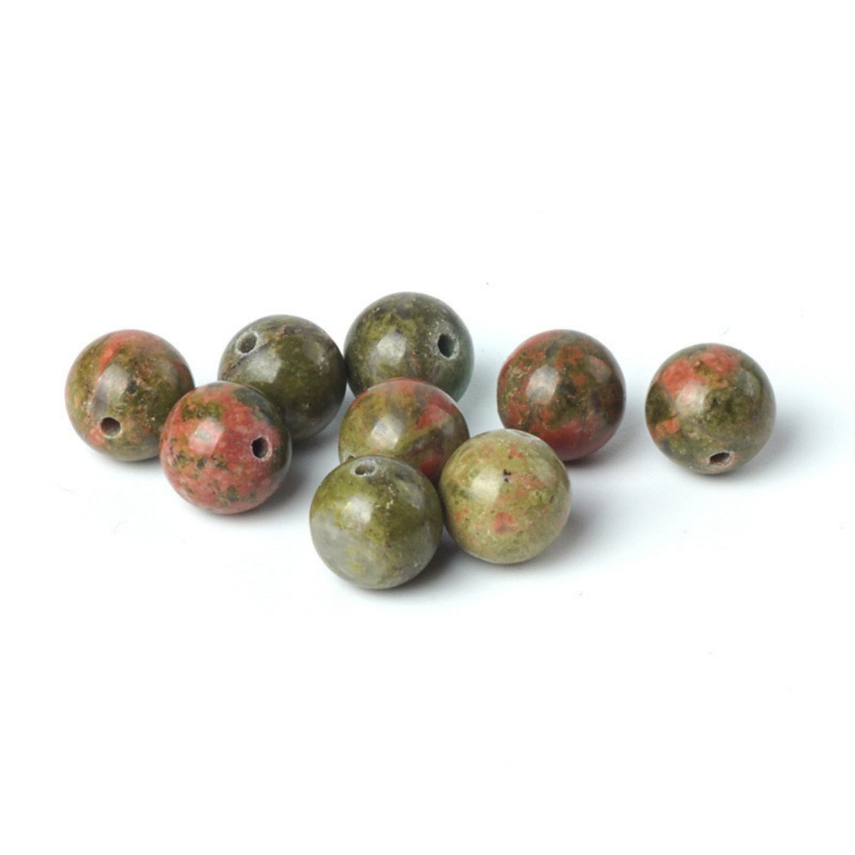 100Pcs Natural Stone 8mm Unakite Round Loose Gemstone Energy Healing Beads Hole Size 1mm DIY Smooth Beads for Bracelet Necklace Earrings Jewelry Making