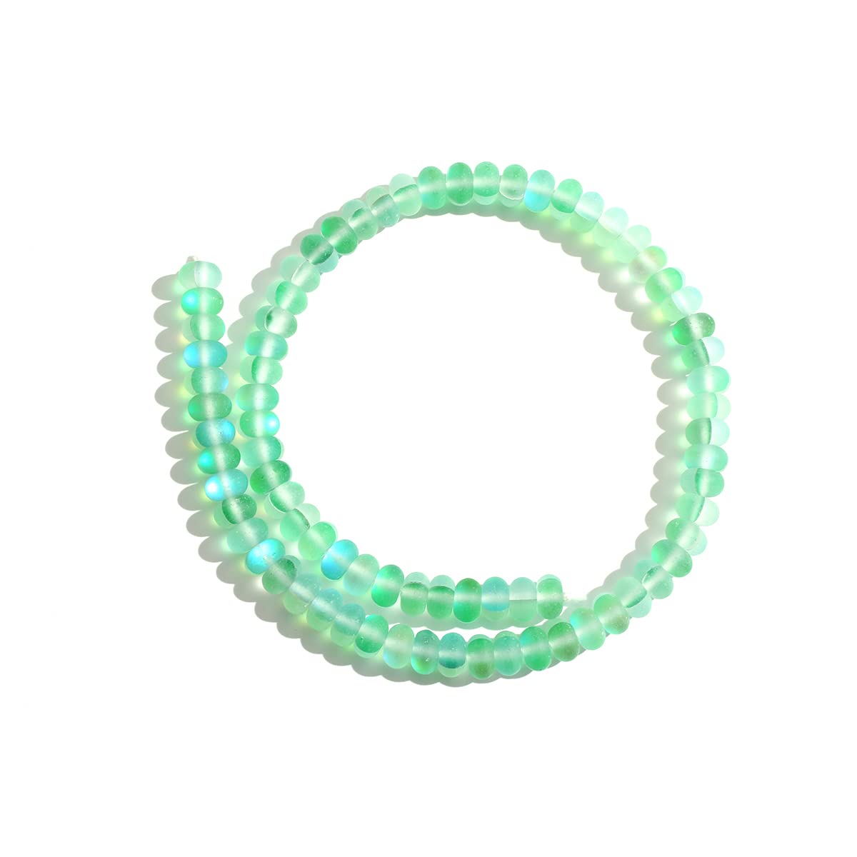 5x8mm Green Matte Aurora Crystal Glass Beads Loose Rondelle Disc Beads Frosted Moonstone for Jewelry Making