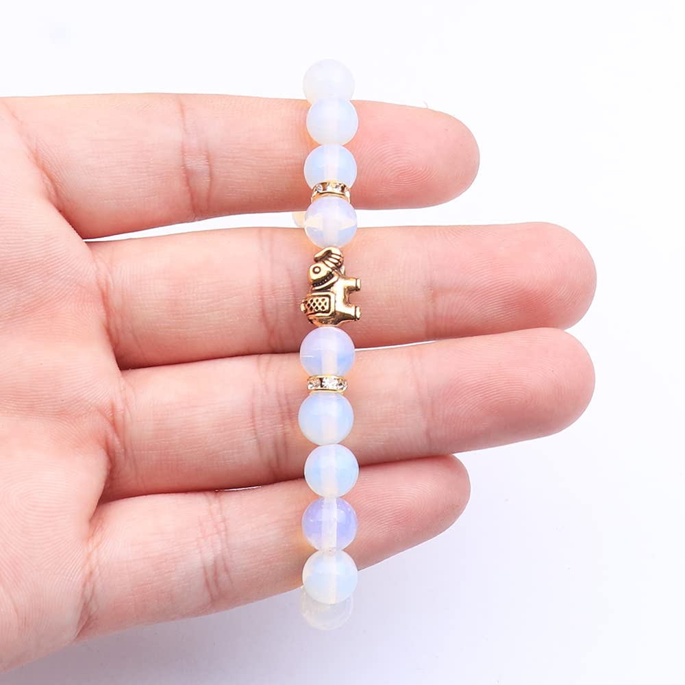 KSQS Elephant Yoga Healing Bracelet for Women, 8mm Natural Stone Chakra Bracelet Stress Relief Aromatherapy Essential Oil Diffuser Bracelet(#45)