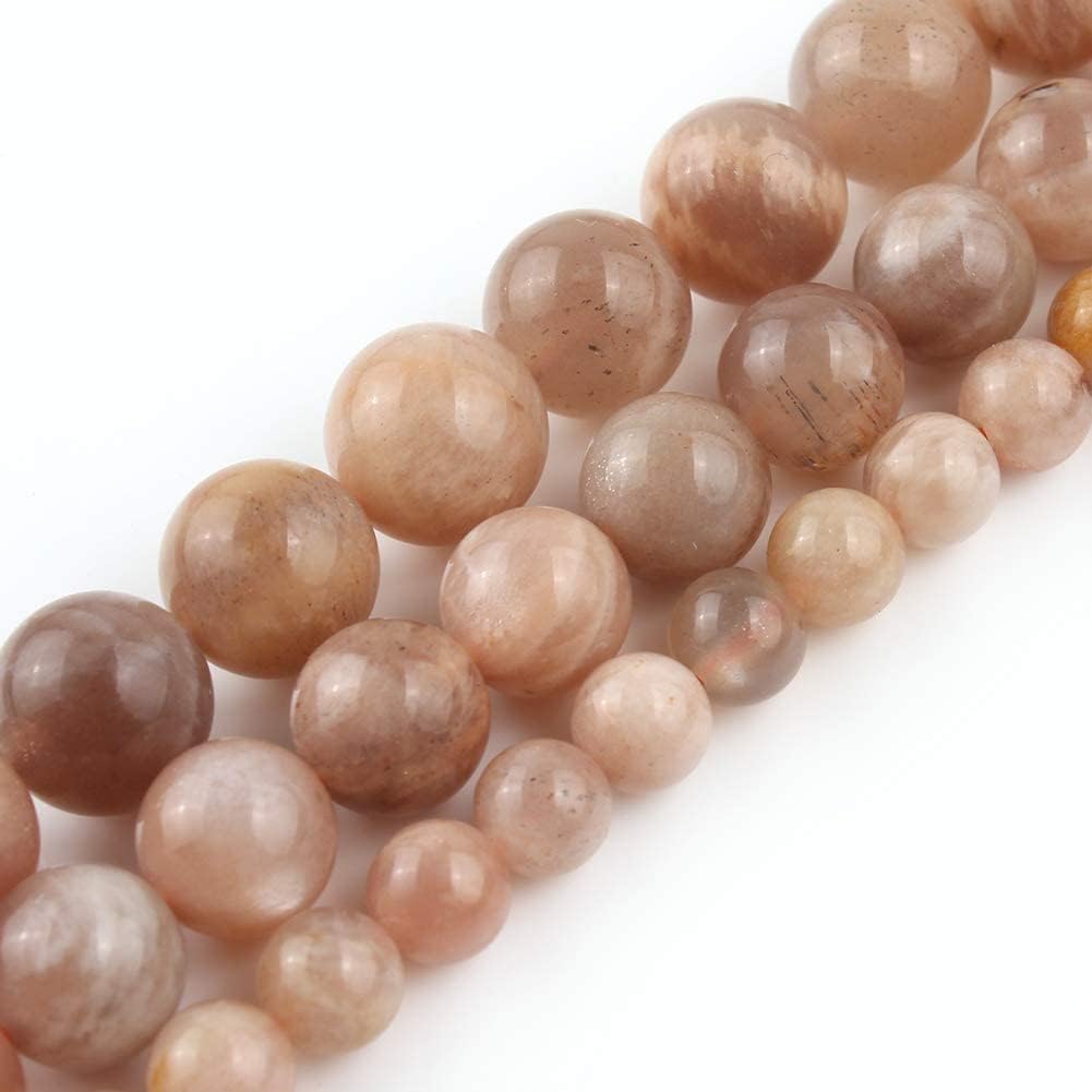 Yochus 60pcs Sunstone Beads,6mm Healing Power Natural Stone Round Loose Beads for Jewelry Making Earring Necklace DIY Crafts