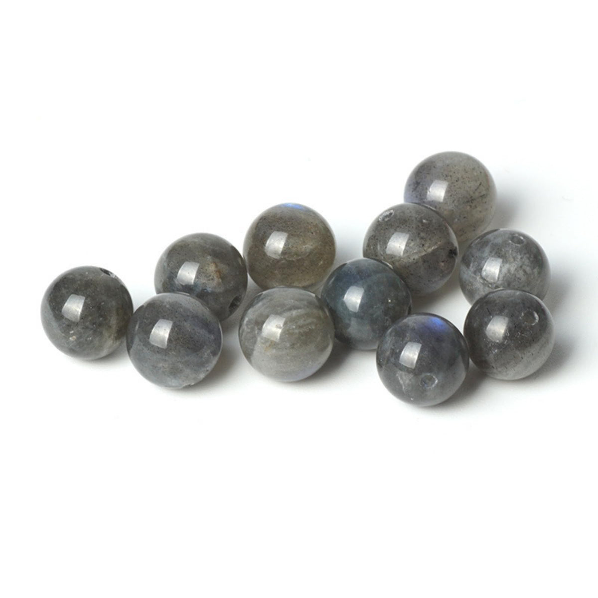 100Pcs Natural Stone 8mm Grey Moonstone Round Loose Gemstone Energy Healing Beads Hole Size 1mm DIY Smooth Beads for Bracelet Necklace Earrings Jewelry Making
