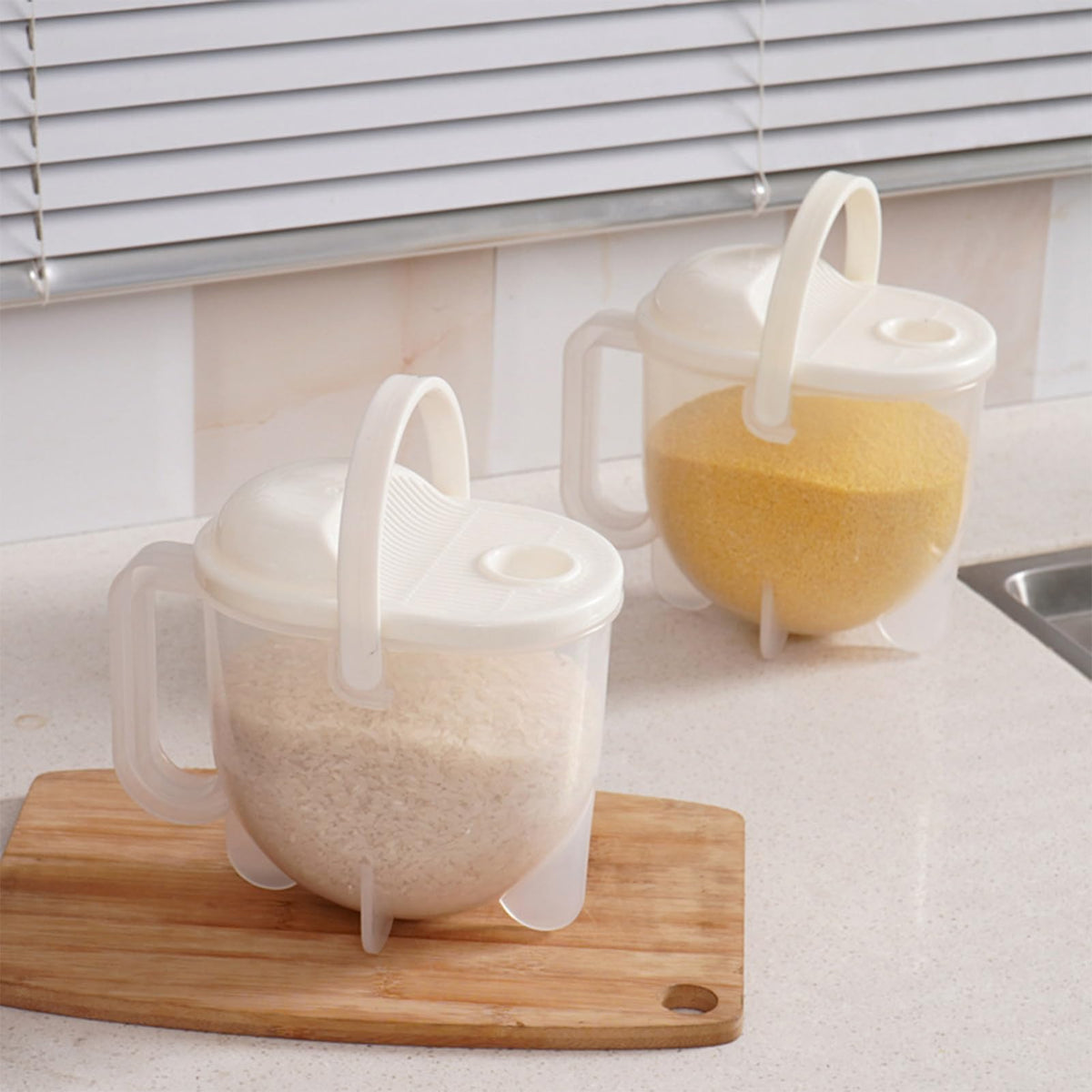 Rice Washer Strainer Bowl with Top Drainer, Microporous Small Colander Washing Bowl Rice Cleaner Strainer Colander for Washing Rice, Multigrain, Beans & Small Grain Food