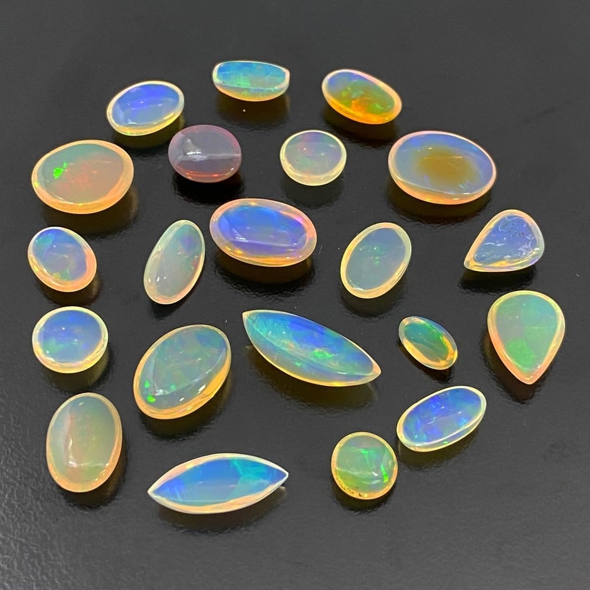Natural 2 Cts Calibrated AAAA+ Ethiopian Opal Gemstones Cabochons Lot 4-6 MM Multi Fire Welo Opal Stones for Jewelry Making Supplies Healing Crystals Gems Loose Gemstones 7-10 Pcs