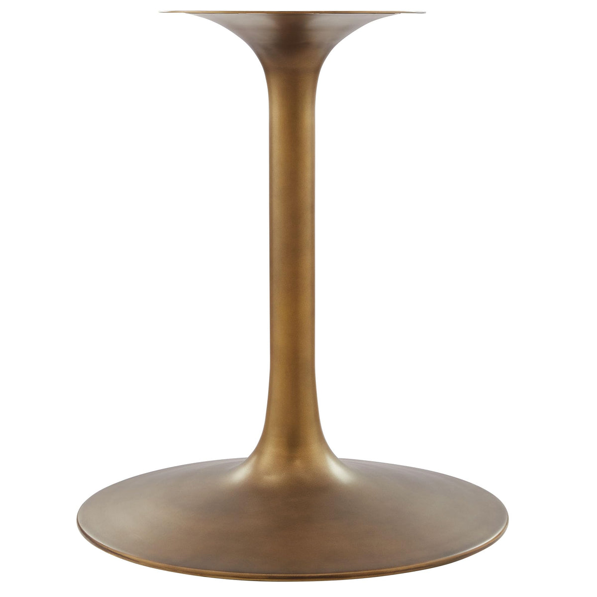 Modway Lippa 60 Inch Round Wood Dining Table with Metal Pedestal in Brass Walnut - Modern Industrial Dining Table for 6 People - Solid Wood Tulip Kitchen Table