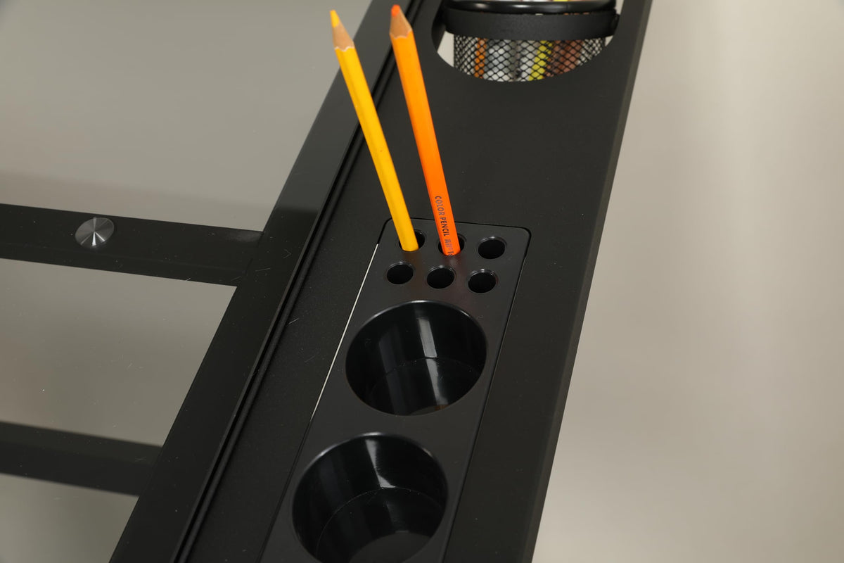 Landpink Adjustable Drawing Table for Artists | Drafting Desk with Tilted Glass Top | Art & Craft Table for Adults (Black, Smart Upgrade-29.52ββ- 37.8'' H)