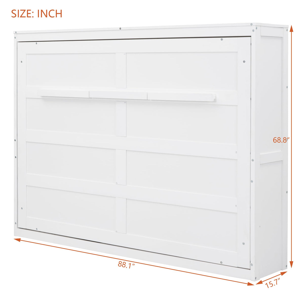 Ball & Cast Murphy Bed Queen Size,Farmhouse Murphy Cabinet with Storage Shelf,Wood Hidden Wall Bed,Foldable Platform Bed,Space-Saving,No Box Spring Needed,White