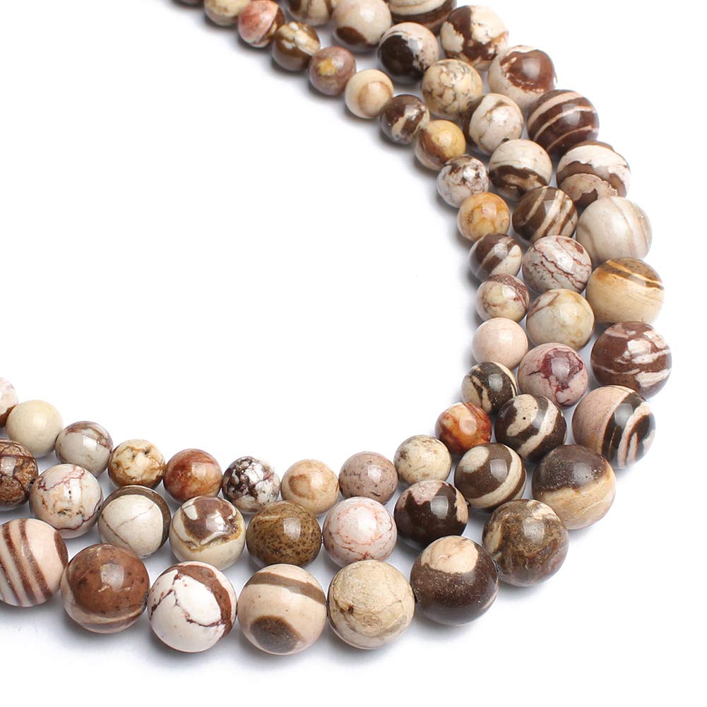 NITOPUPU 10mm 37pcs Australian Zebra Natural Stone Beads for Jewelry Making Supplies, Round Crystal Beads for Bracelets Necklace DIY Crafts