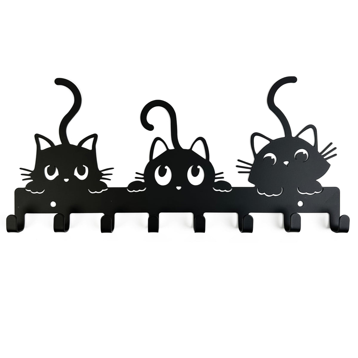 YXE Key Holder Wall Mount, Metal 8 Hooks, Keys Organizer Rack for Doorway ,Decoration and Functional Items for Home ,Housewarming Gifts (Cats Theme)