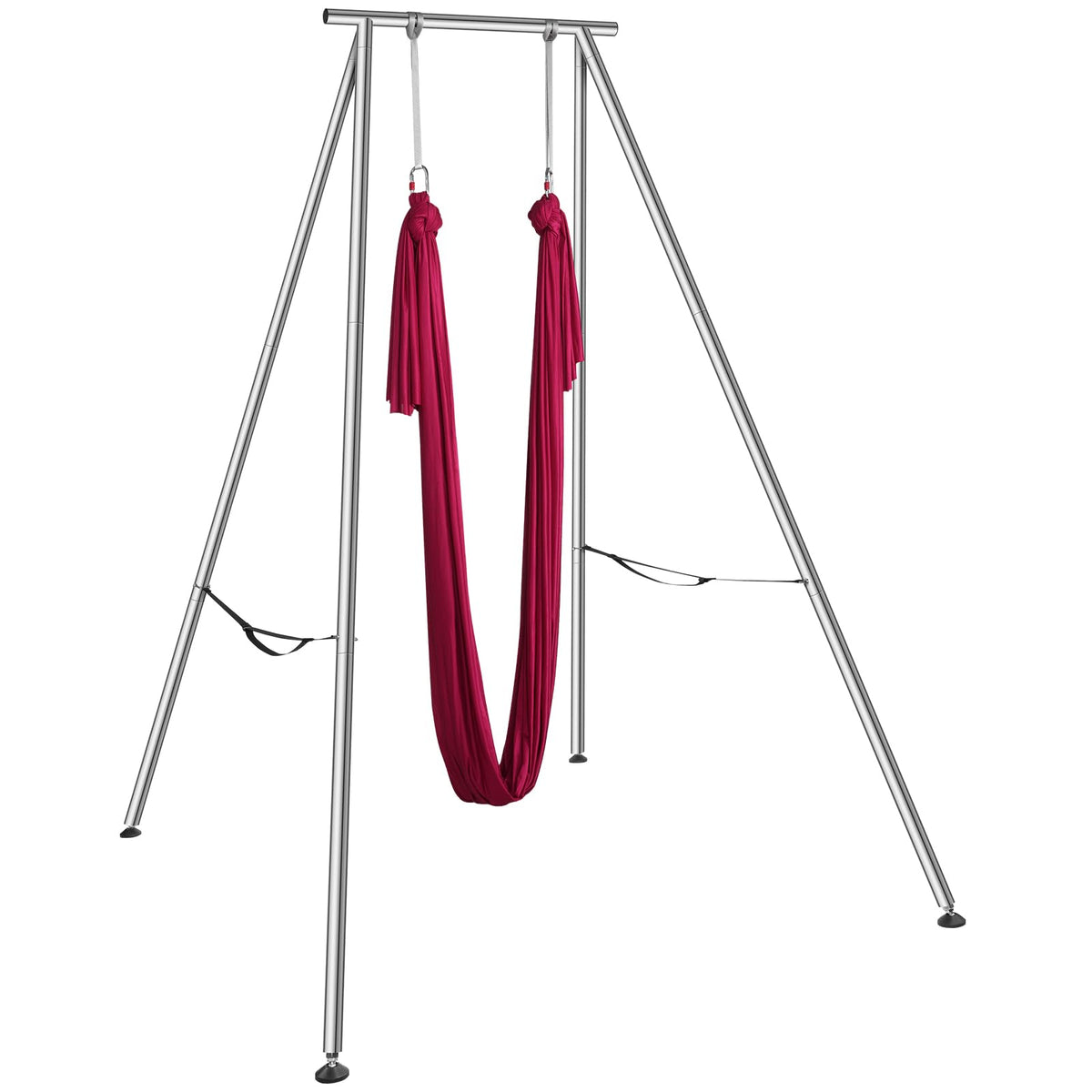 VEVOR Aerial Yoga Frame & Hammock, 551.15 lbs Load Capacity, 9.68 ft Height Professional Yoga Swing Stand Comes with 6.6 Yards Hammock, Rigging Hardware for Indoor Outdoor Fitness Bodybuilding, Red