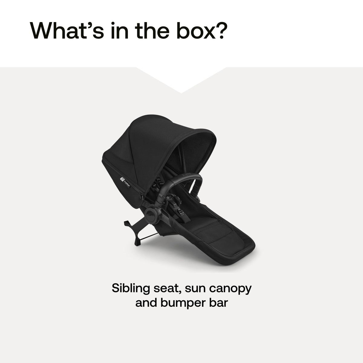 Bugaboo Donkey 6 Sibling Seat – Complete Second Seat Kit for Side-by-Side Double Stroller Conversion, Reversible & Reclining Toddler Seat with Sun Canopy – Cocoa Brown