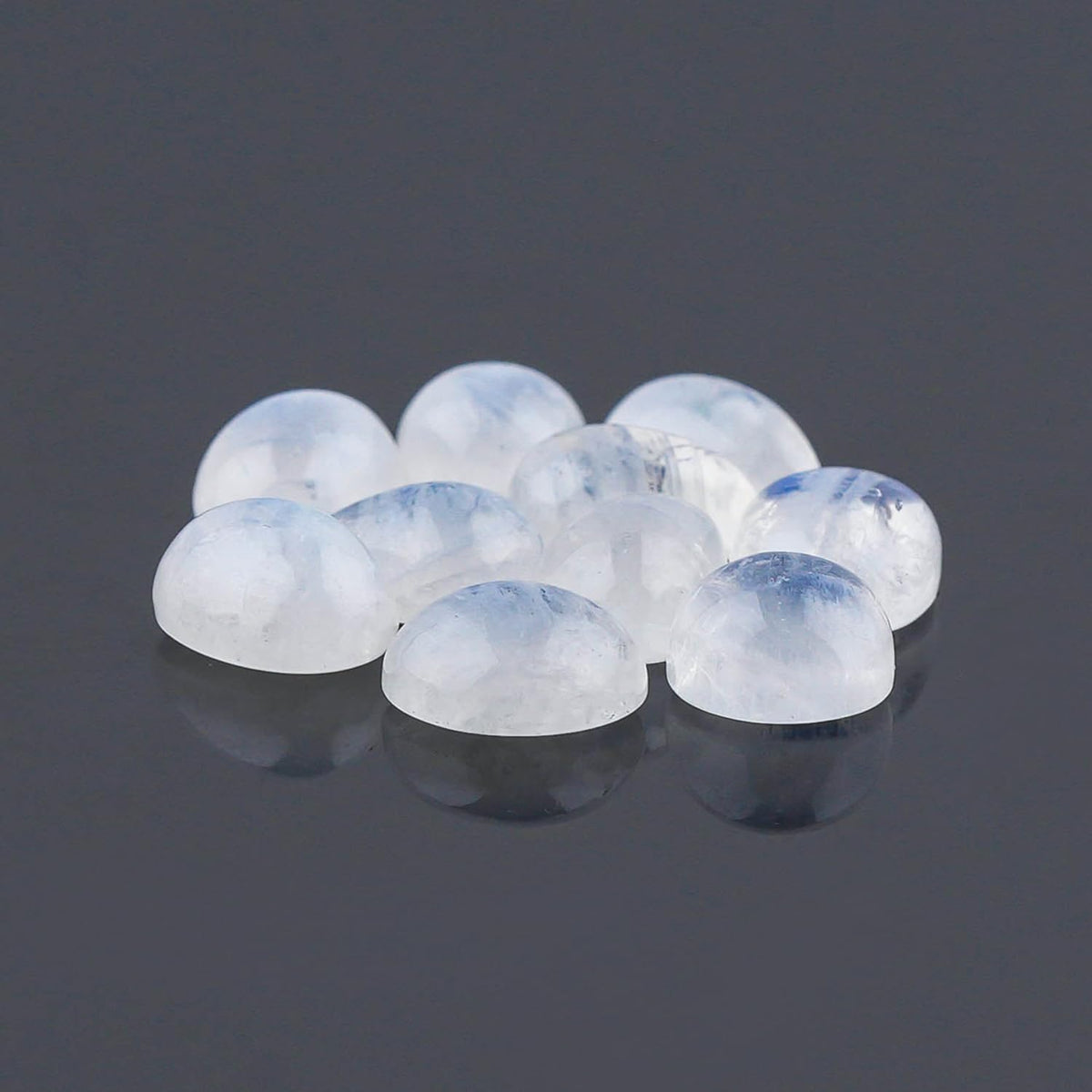 CRYSTALIS (10pcs) Rainbow Moonstone Natural Loose Gemstone Wholesale Bulk Cabochons Jewelry Making Supply, Chakra Healing Polished Stone, DIY, Gem Collection (5-8mm)