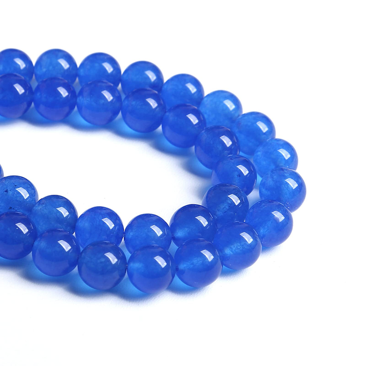 10MM 38PCS Deep Blue Chalcedony Natural Stone Loose Beads for Jewelry Making DIY Bracelet