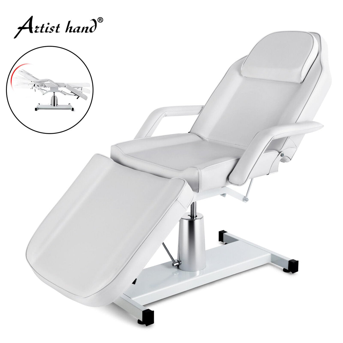 Artist hand Professional Hydraulic Tattoo Bed Swivel aesthetician Chair Adjustable Beauty Esthetician Spa Table for Eyelash Facial Bed Extensions Salon Equipment