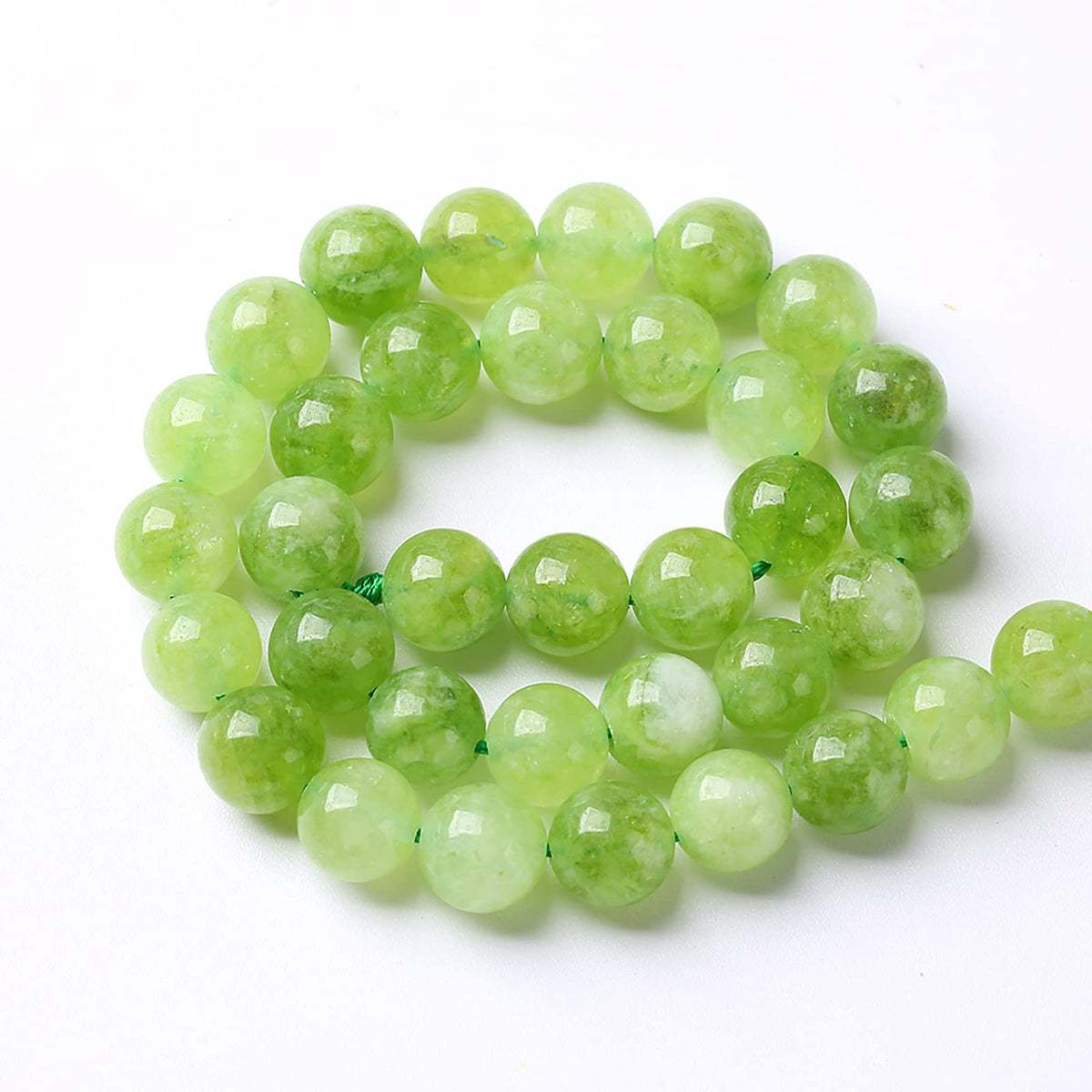 45pcs 8mm Natural Peridot Green Lace Jades Beads Round Loose Spacer Beads for Jewelry Making DIY Bracelets Crystal Energy Healing Power Stone 15 Inch (8mm, Green Peridot Jade)