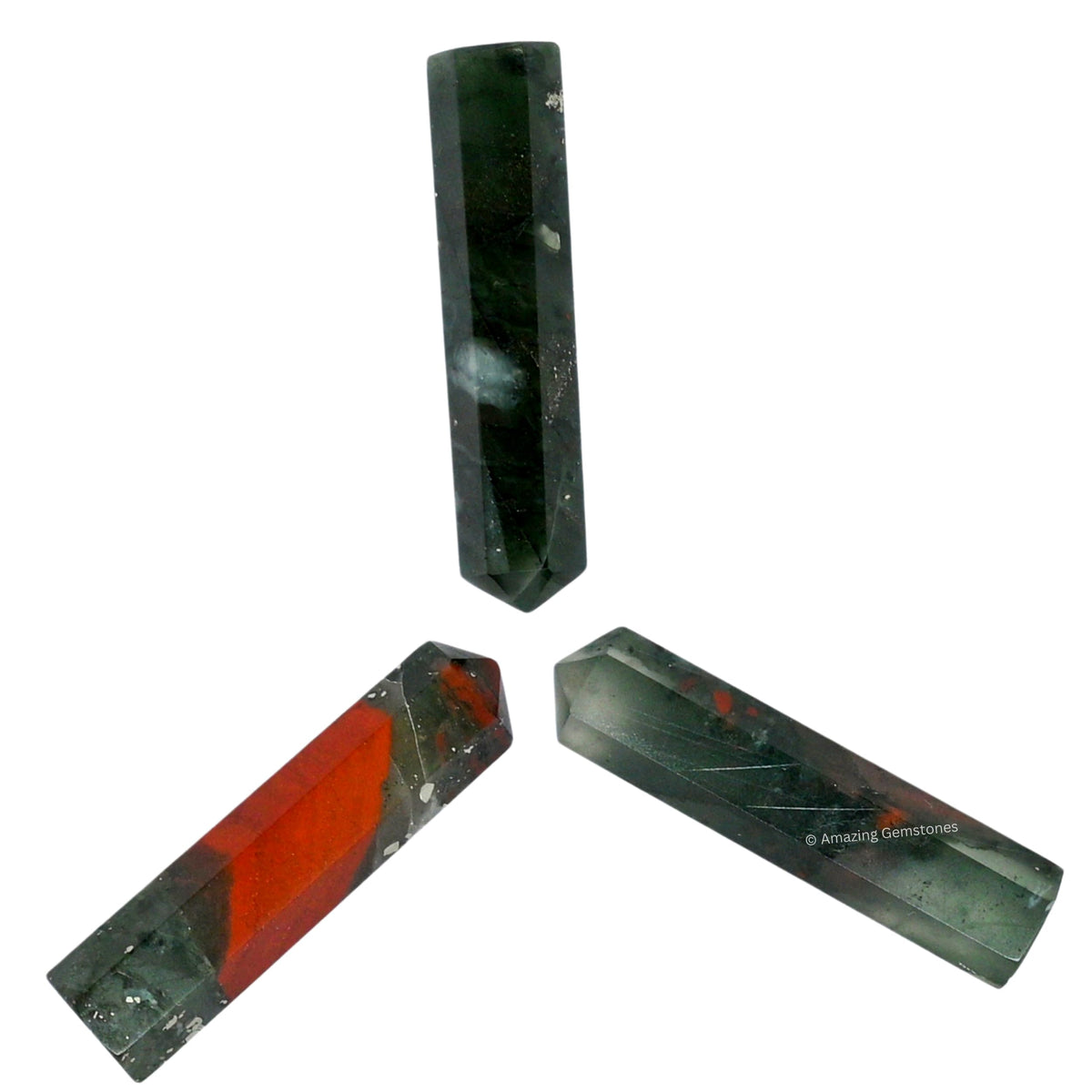 Amazing Gemstone African Bloodstone Crystal Points Bulk Healing Crystals & Stones - Pack of 3 Single Terminated Healing Wand Point Bulk Crystals for Crafts, Crystal Grid, DIY Work - Premium Crystals
