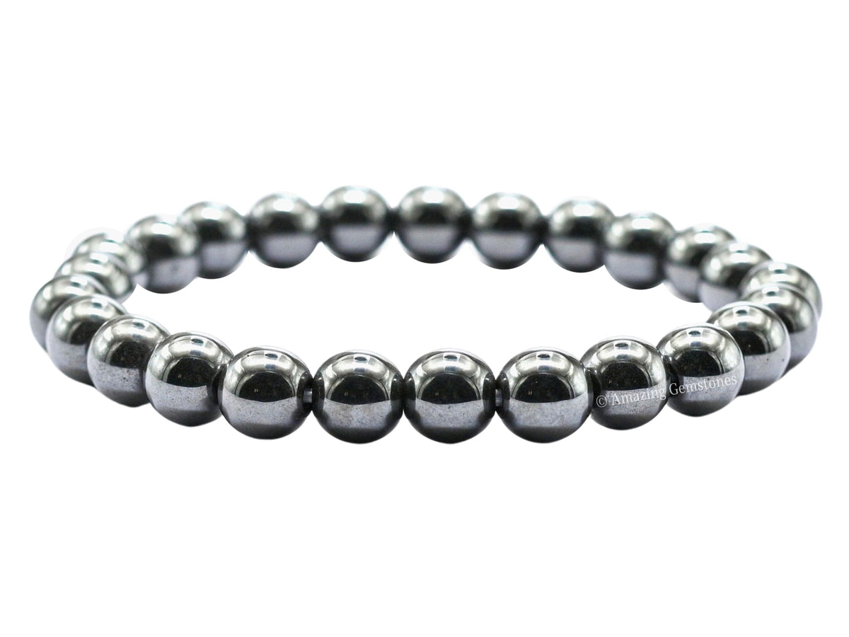 Amazing Gemstone Crystal Bracelet for Women Men's Gifts - Protection Healing Crystal Bracelet - 8mm Gemstone Beaded Stretchable Bracelet Pulseras Para Hombres Mujer Stocking Stuffers Mothers Day Gift (Hematite)