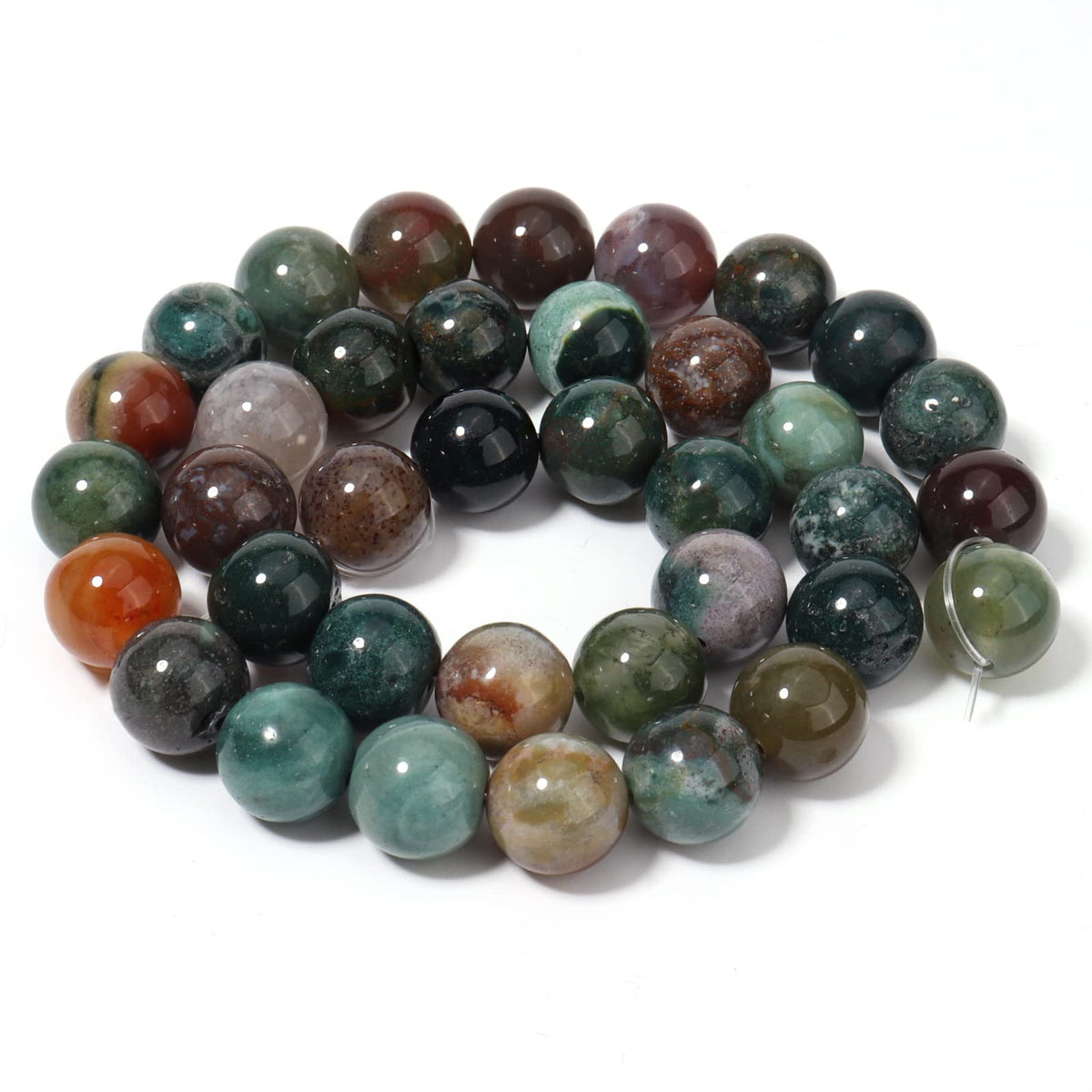 35pcs 10mm Natural Stone Beads Indian Agate Beads Energy Crystal Healing Power Gemstone for Jewelry Making, DIY Bracelet Necklace